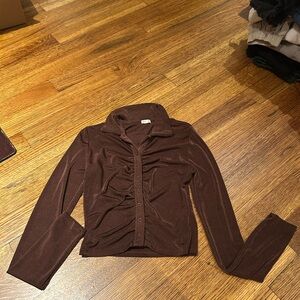 Garage Brown Ruched Blouse